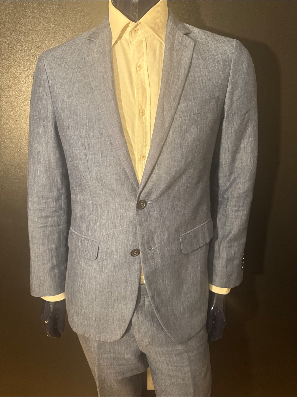 Banana Republic Slim Light Blue Linen Two-Button Suit